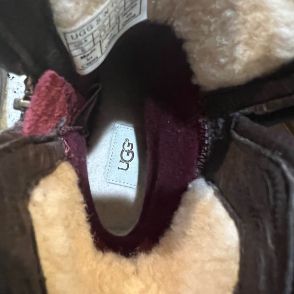 UGG Australia Simmens Leather Boots Shoes Stout Brown Women’s 6 Zipper Mid Calf - Picture 7 of 10